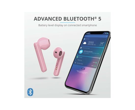 Наушники Trust Primo Touch True Wireless Mic Pink (23782), изображение 9 Наушники Trust Primo Touch True Wireless Mic Pink (23782), изображение 9