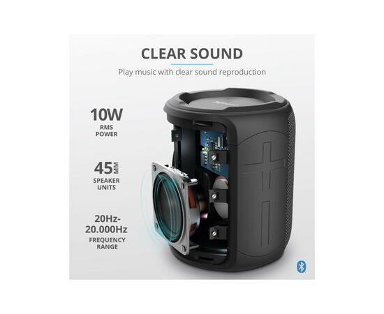 Акустическая система Trust Caro Compact Bluetooth Speaker Black (23834), изображение 3 Акустическая система Trust Caro Compact Bluetooth Speaker Black (23834), изображение 3