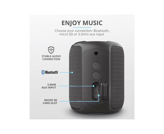 Акустическая система Trust Caro Compact Bluetooth Speaker Black (23834), изображение 4 Акустическая система Trust Caro Compact Bluetooth Speaker Black (23834), изображение 4