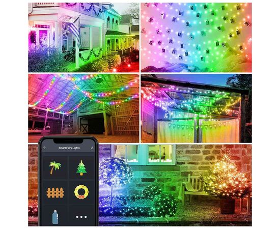 Гирлянда ColorWay Smart LED RGB WiFi+Bluetooth 10M 66LED IP65 (CW-GS-66L10UMC), изображение 11 Гирлянда ColorWay Smart LED RGB WiFi+Bluetooth 10M 66LED IP65 (CW-GS-66L10UMC), изображение 11