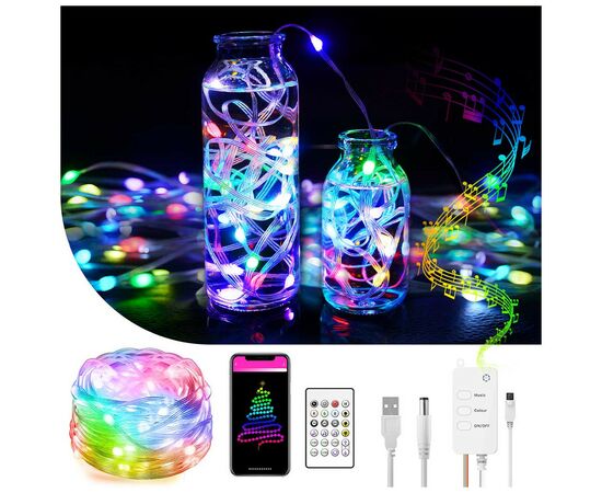 Гирлянда ColorWay Smart LED RGB WiFi+Bluetooth 10M 66LED IP65 (CW-GS-66L10UMC), изображение 7 Гирлянда ColorWay Smart LED RGB WiFi+Bluetooth 10M 66LED IP65 (CW-GS-66L10UMC), изображение 7