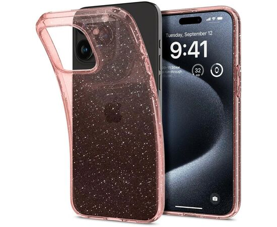 Чехол для мобильного телефона Spigen Apple iPhone 15 Pro Liquid Crystal Glitter Rose Quartz (ACS06702), изображение 10 Чехол для мобильного телефона Spigen Apple iPhone 15 Pro Liquid Crystal Glitter Rose Quartz (ACS06702), изображение 10