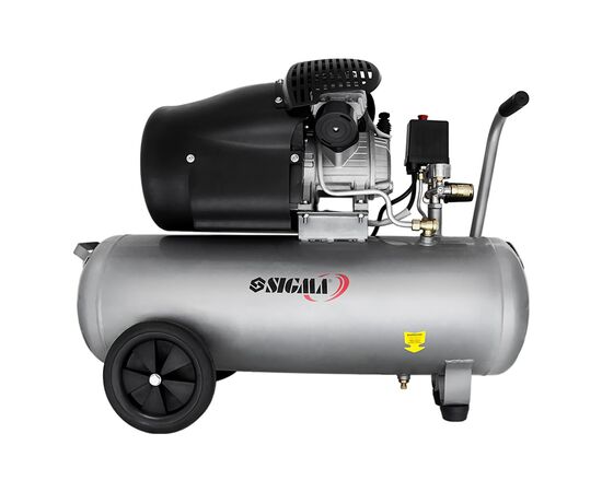 Компрессор Sigma двухцилиндровый 2.5кВт 455л/мин 10бар 50л (2 крана) (7043721), изображение 2 Компрессор Sigma двухцилиндровый 2.5кВт 455л/мин 10бар 50л (2 крана) (7043721), изображение 2