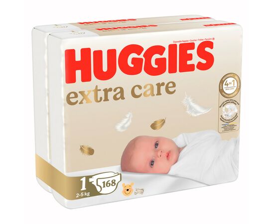Подгузники Huggies Extra Care 1 (2-5 кг) M-Pack 168 шт (5029054234747/5029053549620), изображение 2 Подгузники Huggies Extra Care 1 (2-5 кг) M-Pack 168 шт (5029054234747/5029053549620), изображение 2
