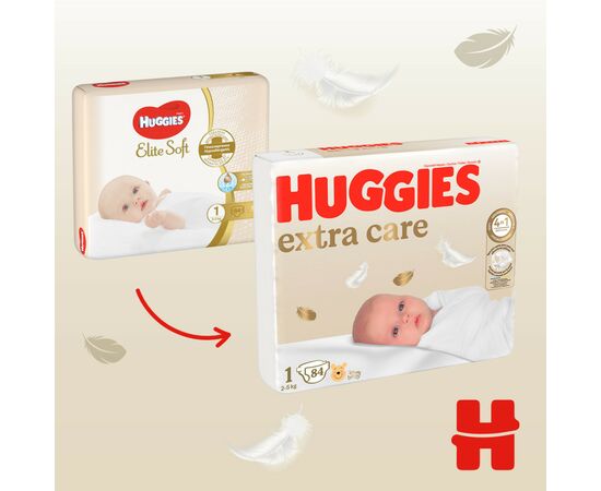 Подгузники Huggies Extra Care 1 (2-5 кг) M-Pack 168 шт (5029054234747/5029053549620), изображение 4 Подгузники Huggies Extra Care 1 (2-5 кг) M-Pack 168 шт (5029054234747/5029053549620), изображение 4