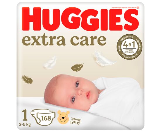 Подгузники Huggies Extra Care 1 (2-5 кг) M-Pack 168 шт (5029054234747/5029053549620)