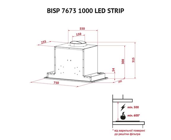 Витяжка кухонна Perfelli BISP 7673 BL 1000 LED Strip, зображення 11 Витяжка кухонна Perfelli BISP 7673 BL 1000 LED Strip, зображення 11