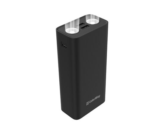 Батарея универсальная ColorWay 30 000 mAh Lamp, Black (CW-PB300LPB3BK-F), изображение 3 Батарея универсальная ColorWay 30 000 mAh Lamp, Black (CW-PB300LPB3BK-F), изображение 3