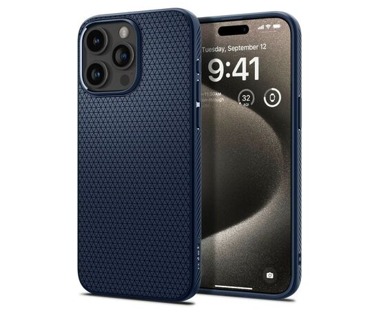 Чехол для мобильного телефона Spigen Apple iPhone 15 Pro Max Liquid Air Navy Blue (ACS06563), изображение 2 Чехол для мобильного телефона Spigen Apple iPhone 15 Pro Max Liquid Air Navy Blue (ACS06563), изображение 2