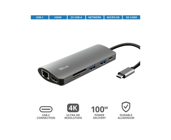 Концентратор Trust DALYX 7-IN-1 USB-C ALUMINIUM (23775_TRUST), изображение 10 Концентратор Trust DALYX 7-IN-1 USB-C ALUMINIUM (23775_TRUST), изображение 10
