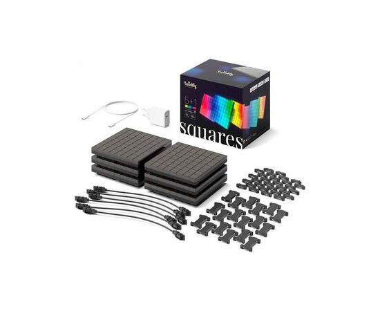 Гирлянда Twinkly Smart LED Squares 1+5 RGB, Gen II, IP20, 16x16см, белый (TWQ064STW-07-BEU), изображение 11 Гирлянда Twinkly Smart LED Squares 1+5 RGB, Gen II, IP20, 16x16см, белый (TWQ064STW-07-BEU), изображение 11