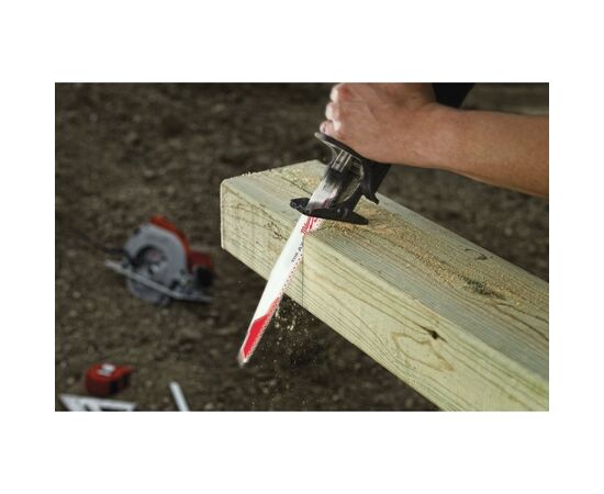 Полотно Milwaukee для сабельной пилы, AX FANG TIP 150мм, шаг 5,0мм, 5шт, древесина с гвоздями (48005021), изображение 5 Полотно Milwaukee для сабельной пилы, AX FANG TIP 150мм, шаг 5,0мм, 5шт, древесина с гвоздями (48005021), изображение 5