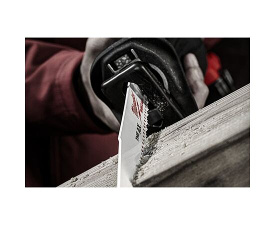 Полотно Milwaukee для сабельной пилы, AX FANG TIP 150мм, шаг 5,0мм, 5шт, древесина с гвоздями (48005021), изображение 8 Полотно Milwaukee для сабельной пилы, AX FANG TIP 150мм, шаг 5,0мм, 5шт, древесина с гвоздями (48005021), изображение 8