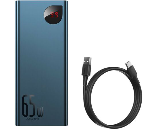 Батарея универсальная Baseus Adaman Metal 20000mAh, PD/65W, QC/3.0, +cable USB to Type-C (PPIMDA-D03), изображение 7 Батарея универсальная Baseus Adaman Metal 20000mAh, PD/65W, QC/3.0, +cable USB to Type-C (PPIMDA-D03), изображение 7