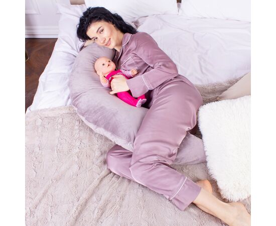 Подушка MirSon для беременных и кормления №8303 Velvet Line 28-0005 Ashen Велюр 30х170х20 см (2200006200284), изображение 4 Подушка MirSon для беременных и кормления №8303 Velvet Line 28-0005 Ashen Велюр 30х170х20 см (2200006200284), изображение 4