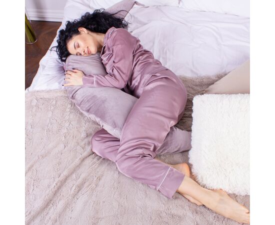 Подушка MirSon для беременных и кормления №8303 Velvet Line 28-0005 Ashen Велюр 30х170х20 см (2200006200284), изображение 5 Подушка MirSon для беременных и кормления №8303 Velvet Line 28-0005 Ashen Велюр 30х170х20 см (2200006200284), изображение 5