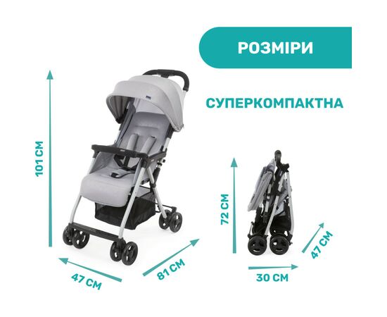 Коляска Chicco Ohlala 3 Stroller серая (79733.72), изображение 12 Коляска Chicco Ohlala 3 Stroller серая (79733.72), изображение 12