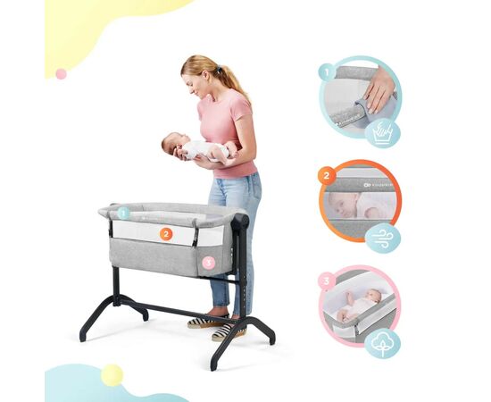 Ліжечко Kinderkraft приставна люлька Bea Grey (5902533917822), зображення 9 Ліжечко Kinderkraft приставна люлька Bea Grey (5902533917822), зображення 9