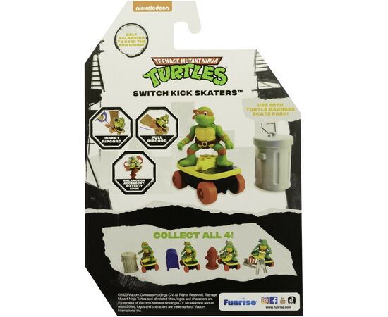 Игровой набор Funrise TMNT Черепашки-ниндзя классические Скейтбордист с лаунчером Микеланджело (71041), изображение 4 Игровой набор Funrise TMNT Черепашки-ниндзя классические Скейтбордист с лаунчером Микеланджело (71041), изображение 4
