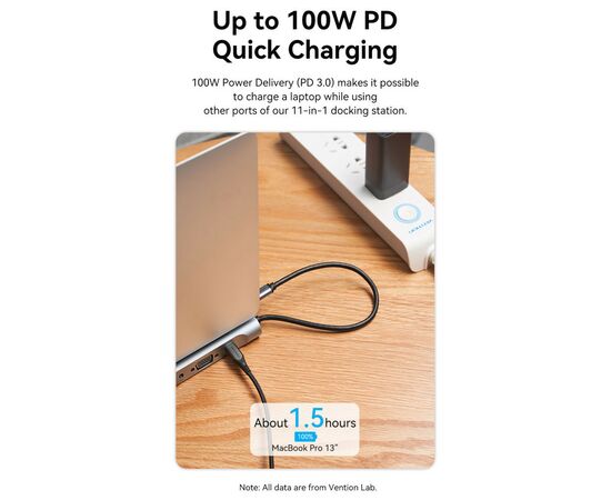 Концентратор Vention USB3.1 Type-C to HDMI/VGA/USB-C/USB3.0x3/RJ45/SD/TF/TRRS 3.5mm/PD 100W 11in1 (THTHC), изображение 7 Концентратор Vention USB3.1 Type-C to HDMI/VGA/USB-C/USB3.0x3/RJ45/SD/TF/TRRS 3.5mm/PD 100W 11in1 (THTHC), изображение 7