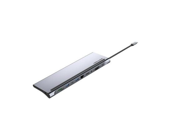 Концентратор Vention USB3.1 Type-C to HDMI/VGA/USB-C/USB3.0x3/RJ45/SD/TF/TRRS 3.5mm/PD 100W 11in1 (THTHC)
