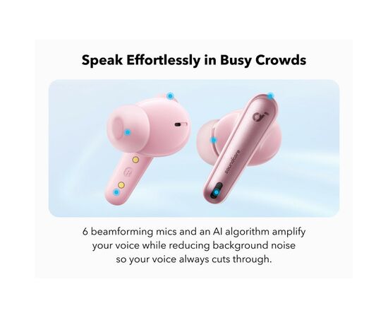 Навушники Anker SoundСore Liberty 4 NC Pastel Pink (A3947G51), зображення 12 Навушники Anker SoundСore Liberty 4 NC Pastel Pink (A3947G51), зображення 12