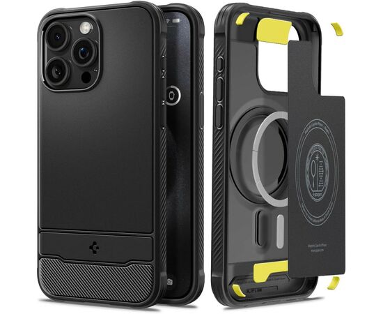 Чехол для мобильного телефона Spigen Apple iPhone 15 Pro Max Rugged Armor MagFit Matte Black (ACS06561), изображение 5 Чехол для мобильного телефона Spigen Apple iPhone 15 Pro Max Rugged Armor MagFit Matte Black (ACS06561), изображение 5