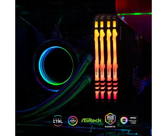 Модуль памяти для компьютера DDR4 64GB (2x32GB) 3600 MHz Fury Beast RGB Kingston Fury (ex.HyperX) (KF436C18BBAK2/64), изображение 7 Модуль памяти для компьютера DDR4 64GB (2x32GB) 3600 MHz Fury Beast RGB Kingston Fury (ex.HyperX) (KF436C18BBAK2/64), изображение 7