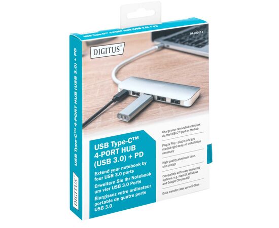 Концентратор Digitus USB Type-C, 4xUSB 3.0 (DA-70242-1), изображение 7 Концентратор Digitus USB Type-C, 4xUSB 3.0 (DA-70242-1), изображение 7
