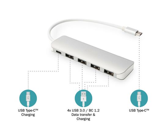Концентратор Digitus USB Type-C, 4xUSB 3.0 (DA-70242-1), изображение 8 Концентратор Digitus USB Type-C, 4xUSB 3.0 (DA-70242-1), изображение 8
