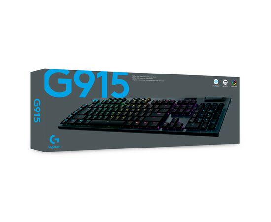 Клавиатура Logitech G915 Lightspeed RGB Wireless GL Tactile UA Black (920-008910), изображение 6 Клавиатура Logitech G915 Lightspeed RGB Wireless GL Tactile UA Black (920-008910), изображение 6