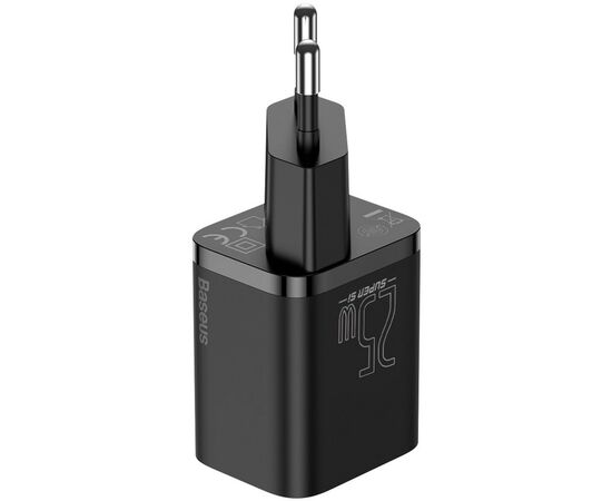 Зарядное устройство Baseus 1xUSB 25W (USB-C) + Cable Type-C black (TZCCSUP-L01), изображение 3 Зарядное устройство Baseus 1xUSB 25W (USB-C) + Cable Type-C black (TZCCSUP-L01), изображение 3