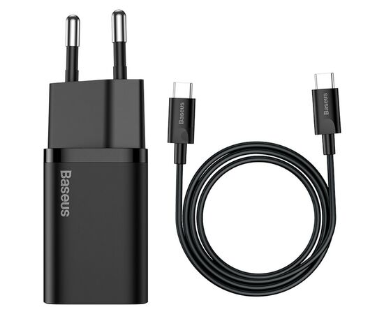 Зарядное устройство Baseus 1xUSB 25W (USB-C) + Cable Type-C black (TZCCSUP-L01), изображение 7 Зарядное устройство Baseus 1xUSB 25W (USB-C) + Cable Type-C black (TZCCSUP-L01), изображение 7