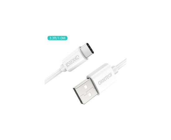Дата кабель USB 2.0 AM to Type-C 1.0m Choetech (AC0002-WH), изображение 2 Дата кабель USB 2.0 AM to Type-C 1.0m Choetech (AC0002-WH), изображение 2