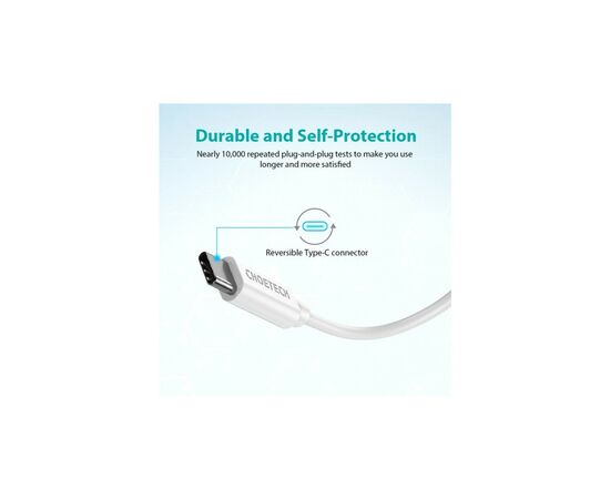 Дата кабель USB 2.0 AM to Type-C 1.0m Choetech (AC0002-WH), изображение 3 Дата кабель USB 2.0 AM to Type-C 1.0m Choetech (AC0002-WH), изображение 3