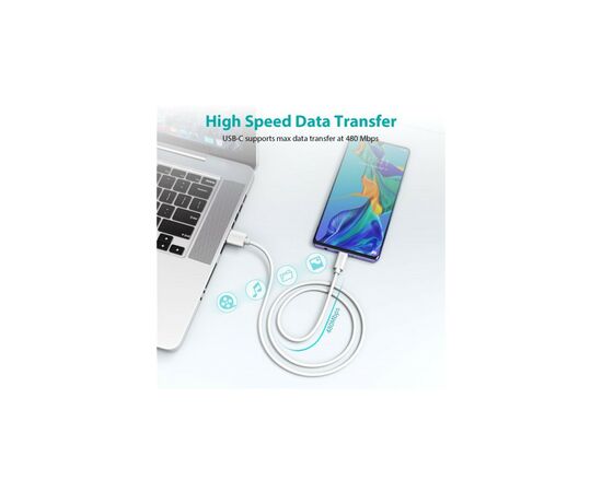 Дата кабель USB 2.0 AM to Type-C 1.0m Choetech (AC0002-WH), изображение 6 Дата кабель USB 2.0 AM to Type-C 1.0m Choetech (AC0002-WH), изображение 6