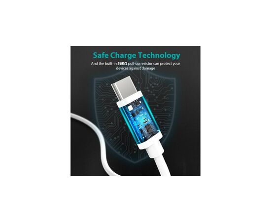 Дата кабель USB 2.0 AM to Type-C 1.0m Choetech (AC0002-WH), изображение 7 Дата кабель USB 2.0 AM to Type-C 1.0m Choetech (AC0002-WH), изображение 7
