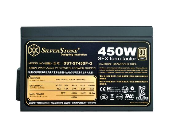 Блок питания Silver Stone 450W STRIDER (SST-ST45SF-G), изображение 8 Блок питания Silver Stone 450W STRIDER (SST-ST45SF-G), изображение 8