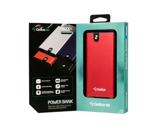 Батарея универсальная Gelius Pro Edge GP-PB10-013 10000mAh Red (00000078418), изображение 8 Батарея универсальная Gelius Pro Edge GP-PB10-013 10000mAh Red (00000078418), изображение 8