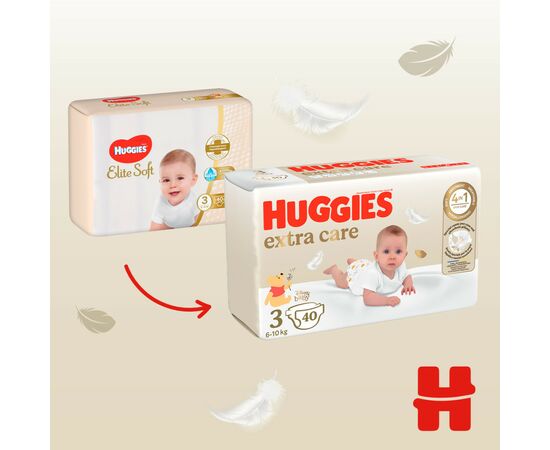 Подгузники Huggies Extra Care Size 3 (6-10 кг) 40 шт (5029053574400), изображение 4 Подгузники Huggies Extra Care Size 3 (6-10 кг) 40 шт (5029053574400), изображение 4