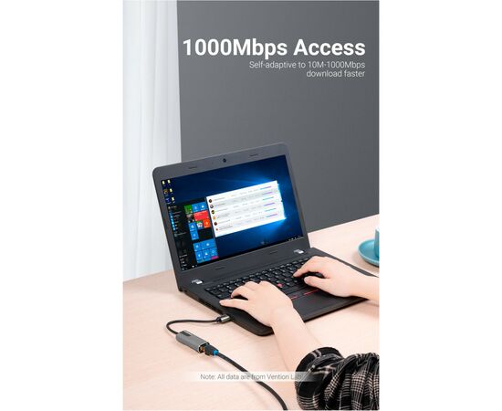 Переходник USB 3.0 to Ethernet RJ45 1000Mb Aluminum black Vention (CEWHB), изображение 5 Переходник USB 3.0 to Ethernet RJ45 1000Mb Aluminum black Vention (CEWHB), изображение 5