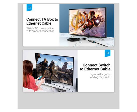 Переходник USB 3.0 to Ethernet RJ45 1000Mb Aluminum black Vention (CEWHB), изображение 9 Переходник USB 3.0 to Ethernet RJ45 1000Mb Aluminum black Vention (CEWHB), изображение 9