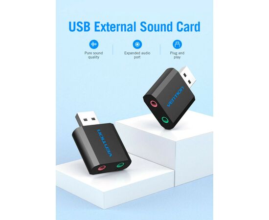 Звуковая плата Vention Audio USB 2х3,5mm jack Metal (VAB-S17-B), изображение 12 Звуковая плата Vention Audio USB 2х3,5mm jack Metal (VAB-S17-B), изображение 12