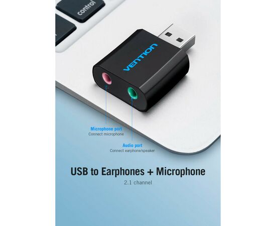 Звуковая плата Vention Audio USB 2х3,5mm jack Metal (VAB-S17-B), изображение 6 Звуковая плата Vention Audio USB 2х3,5mm jack Metal (VAB-S17-B), изображение 6