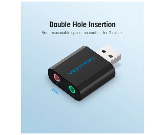 Звуковая плата Vention Audio USB 2х3,5mm jack Metal (VAB-S17-B), изображение 9 Звуковая плата Vention Audio USB 2х3,5mm jack Metal (VAB-S17-B), изображение 9