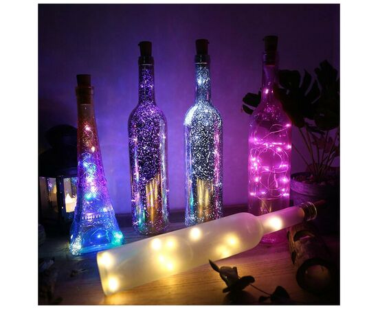 Гирлянда ColorWay пробка для бутылки на батарейках LED 20/2М (5шт/уп) цветная (CW-GC-20L2BMC), изображение 10 Гирлянда ColorWay пробка для бутылки на батарейках LED 20/2М (5шт/уп) цветная (CW-GC-20L2BMC), изображение 10