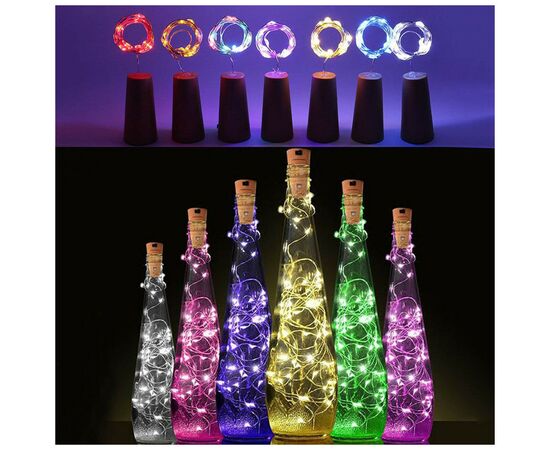 Гирлянда ColorWay пробка для бутылки на батарейках LED 20/2М (5шт/уп) цветная (CW-GC-20L2BMC), изображение 6 Гирлянда ColorWay пробка для бутылки на батарейках LED 20/2М (5шт/уп) цветная (CW-GC-20L2BMC), изображение 6