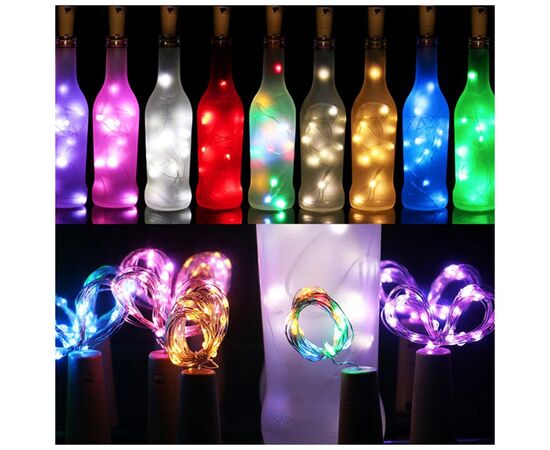 Гирлянда ColorWay пробка для бутылки на батарейках LED 20/2М (5шт/уп) цветная (CW-GC-20L2BMC), изображение 9 Гирлянда ColorWay пробка для бутылки на батарейках LED 20/2М (5шт/уп) цветная (CW-GC-20L2BMC), изображение 9