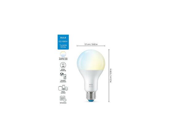 Умная лампочка WiZ E27 13W (100W 1520Lm) A67 2700-6500K Wi-Fi (929002449602), изображение 10 Умная лампочка WiZ E27 13W (100W 1520Lm) A67 2700-6500K Wi-Fi (929002449602), изображение 10