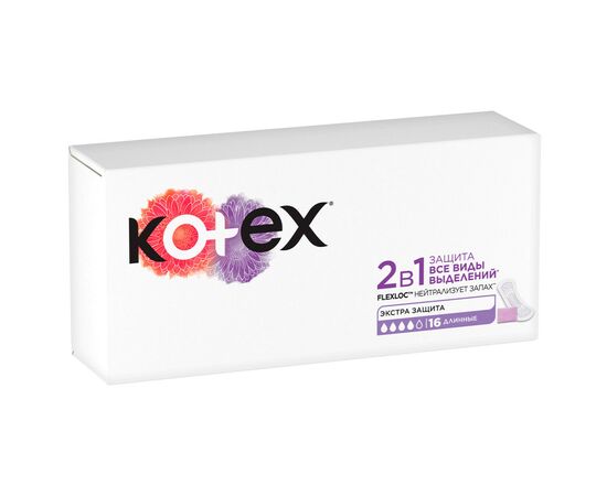 Ежедневные прокладки Kotex 2 in 1 Extra Protect 16 шт. (5029053549200), изображение 3 Ежедневные прокладки Kotex 2 in 1 Extra Protect 16 шт. (5029053549200), изображение 3
